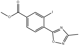 Methyl 3-iodo-4-(3-Methyl-1,2,4-oxadiazol-5-yl)benzoate 化学構造式