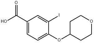 3-Iodo-4-((tetrahydro-2H-pyran-4-yl)oxy)benzoic acid Struktur