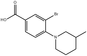 3-BroMo-4-(3-Methylpiperidin-1-yl)benzoic acid,1131622-53-1,结构式