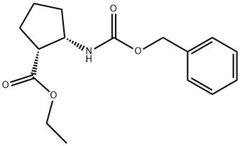 (1R,2S)-2-(CBZ-アミノ)シクロペンタンカルボン酸エチル 化学構造式