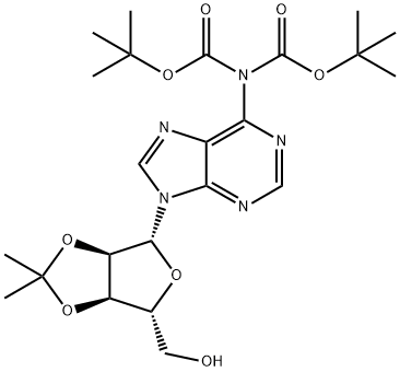アデノシン, N,N-ビス[(1,1-ジメチルエトキシ)カルボニル]-2',3'-O-(1-メチルエチリデン)- 化学構造式