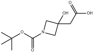 2-(N-tert-butoxycarbonyl-3-hydroxyazetidin-3-yl)acetic acid Struktur