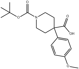 1-Boc-4-(4-Methoxyphenyl)-4-piperidinecarboxylic acid Struktur