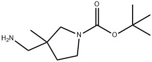 1-Pyrrolidinecarboxylic acid, 3-(aminomethyl)-3-methyl-, 1,1-dimethylethyl ester Struktur