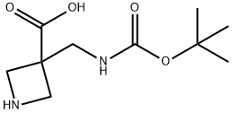 3-(BOC-アミノメチル)アゼチジン-3-カルボン酸 化学構造式