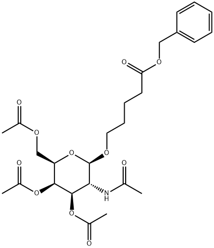 5-[[3,4,6-三-O-乙酰基-2-(乙酰氨基)-2-脱氧-BETA-D-吡喃半乳糖基]氧基]戊酸苄酯 结构式