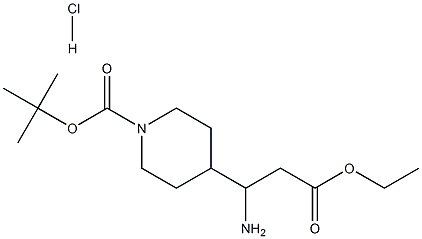 4-(1-氨基-3-乙氧基-3-氧丙基)哌啶-1-羧酸叔丁酯盐酸盐,1159824-10-8,结构式