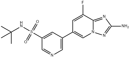 5-(2-氨基-8-氟[1,2,4]三唑并[1,5-A]吡啶-6-基)-N-(叔丁基)-3-吡啶磺酰胺,1159824-67-5,结构式