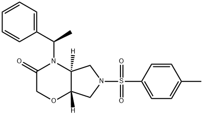 (4aS,7aS)-4-((R)-1-phenylethyl)-6-tosylhexahydropyrrolo[3,4-b][1,4]oxazin-3(2H)-one Struktur