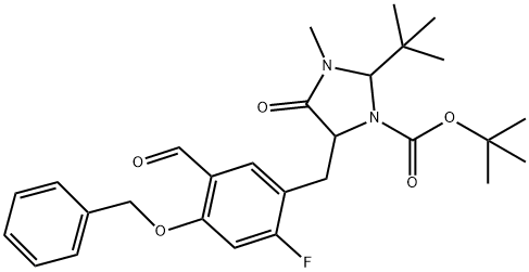 (2S,5S)-TERT-BUTYL-5-(4-BENZYLOXY-2-FLUORO-5-FORMYLBENZYL)-2-TERT-BUTYL-3-METHYL-4-OXOIMIDAZOLIDINE-1-CARBOXYLATE 结构式