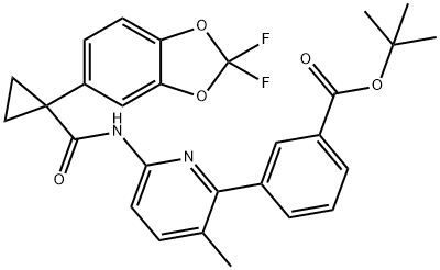 Benzoic acid, 3-[6-[[[1-(2,2-difluoro-1,3-benzodioxol-5-yl)cyclopropyl]carbonyl]aMino]-3-Methyl-2-pyridinyl]-, 1,1-diMethylethyl ester 化学構造式