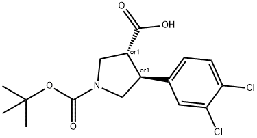 Boc-(+/-)-trans-4-(3,4-dichloro-phenyl)-pyrrolidine-3-carboxylic acid Structure