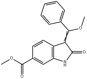2,3-二氢-3-(甲氧基苯基亚甲基)-2-氧代-1H-吲哚-6-羧酸甲酯,1160293-22-0,结构式