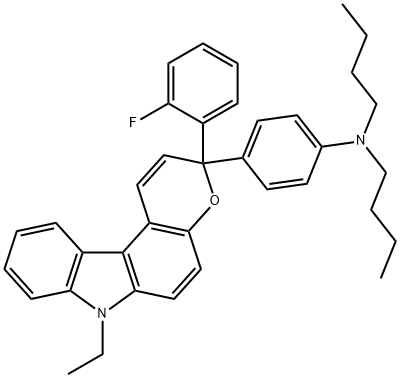 N,N-二丁基-4-(7-乙基-3-(2-氟苯基)-3,7-二氢吡喃并[2,3-C]咔唑-3-基)苯胺, 1160994-29-5, 结构式