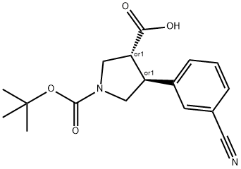 Boc-(+/-)-trans-4-(3-cyano-phenyl)-pyrrolidine-3-carboxylic acid Structure