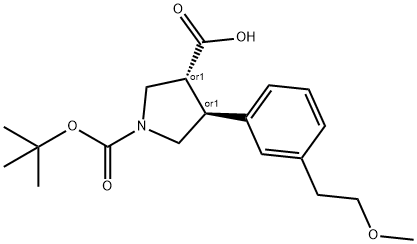 Boc-(+/-)-trans-4-[3-(2-Methoxyethyl)-phenyl]-pyrrolidine-3-carboxylic acid 结构式