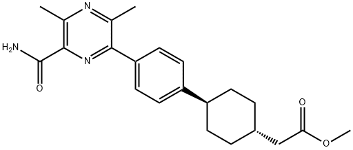 Cyclohexaneacetic acid, 4-[4-[6-(aMinocarbonyl)-3,5-diMethyl-2-pyrazinyl]phenyl]-, Methyl ester, trans- 化学構造式