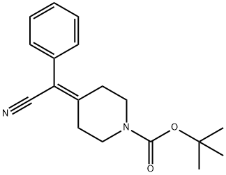 4-(氰基(苯基)亚甲基)哌啶-1-甲酸叔丁酯,1170054-42-8,结构式