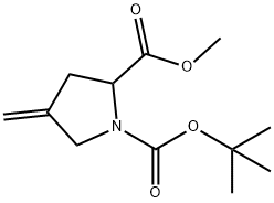 1,2-Pyrrolidinedicarboxylic acid, 4-Methylene-, 1-(1,1-diMethylethyl) 2-Methyl ester Struktur