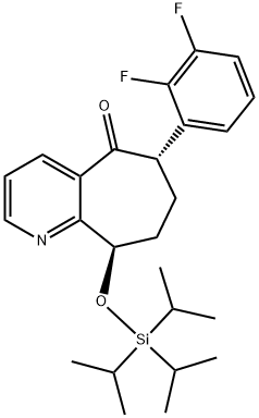 (6S,9R)-6-(2,3-二氟苯基)-6,7,8,9-四氢-9-[[三异丙基硅烷基]氧基]-5H-环庚三烯并[B]吡啶-5-酮,1190363-46-2,结构式