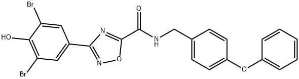 3-(3,5-二溴-4-羟基苯基)-N-(4-苯氧基苄基)-1,2,4-恶二唑-5-甲酰胺, 1191252-49-9, 结构式