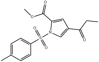 1H-Pyrrole-2-carboxylic acid, 1-[(4-Methylphenyl)sulfonyl]-4-(1-oxopropyl)-, Methyl ester Structure