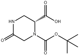 (R)-1-(tert-Butoxycarbonyl)-5-oxopiperazine-2-carboxylic acid Struktur