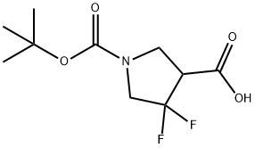 1(tertbutoxycarbonyl)4,4difluoropyrrolidine3carboxylic acid Struktur