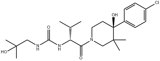 Urea, N-[(1R)-1-[[(4S)-4-(4-chlorophenyl)-4-hydroxy-3,3-diMethyl-1-piperidinyl]carbonyl]-2-Methylpropyl]-N'-(2-hydroxy-2-Methylpropyl)-,1202400-18-7,结构式