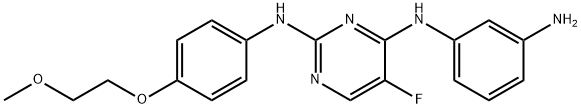 N4-(3-aMinophenyl)-5-fluoro-N2-(4-(2-Methoxyethoxy)phenyl)pyriMidine-2,4-diaMine 化学構造式