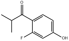 1-(2-フルオロ-4-ヒドロキシフェニル)-2-メチルプロパン-1-オン 化学構造式