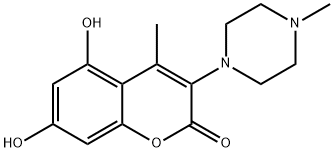 5,7-二羟基-4-甲基-3-(4-甲基哌嗪-1-基)-2H-色烯-2-酮 结构式