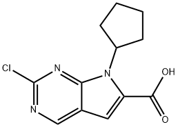 2-chloro-7-cyclopentyl-7H-pyrrolo[2,3-d]pyriMidine-6-carboxylic acid Struktur