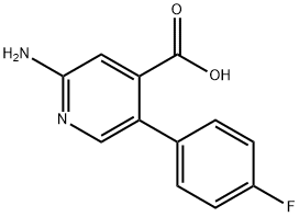 2-アミノ-5-(4-フルオロフェニル)イソニコチン酸 化学構造式
