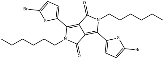 3,6-Bis(5-broMothiophen-2-yl)-2,5-dihexylpyrrolo[3,4-c]pyrrole-1,4(2H,5H)-dione 化学構造式