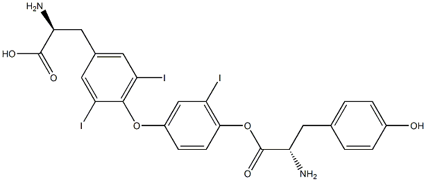 3,3',5-Triiodothyronine-(tyrosine ring-13C6) hydrochloride 化学構造式