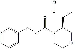 (S)-2-乙基哌嗪-1-羧酸苯甲酯盐酸盐, 1217612-78-6, 结构式
