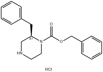 (R)-Benzyl 2-benzylpiperazine-1-carboxylate hydrochloride Structure