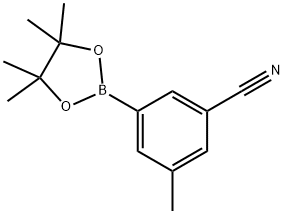 3-Methyl-5-(4,4,5,5-tetramethyl-[1,3,2]dioxaborolan-2-yl)-benzonitrile 化学構造式