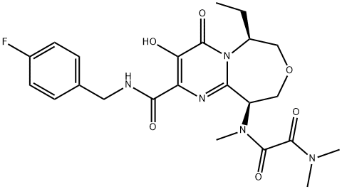 N1-[(6S,10S)-6-Ethyl-2-[[[(4-fluorophenyl)methyl]amino]carbonyl]-6,7,9,10-tetrahydro-3-hydroxy-4-oxo-4H-pyrimido[1,2-d][1,4]oxazepin-10-yl]-N1,N2,N2-trimethylethanediamide Struktur
