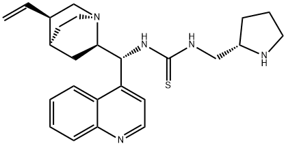 N-(9R)-奎宁-9-基-N'-[(2S)-2-吡咯烷基甲基]硫脲 结构式