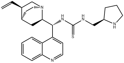 N-(9R)-奎宁-9-基-N'-[(2R)-2-吡咯烷基甲基]硫脲 结构式