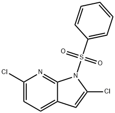1-(Phenylsulphonyl)-2,6-dichloro-7-azaindole 化学構造式