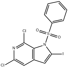 5,7-Dichloro-2-Iodo-1-(phenylsulfonyl)-6-azaindole,1227267-02-8,结构式