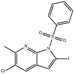 1-(Phenylsulphonyl)-5-chloro-2-iodo-6-Methyl-7-azaindole 结构式