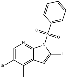 1-(Phenylsulphonyl)-5-broMo-4-Methyl-2-iodo-7-azaindole Struktur