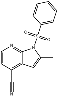 1-(Phenylsulphonyl)-4-cyano-2-Methyl-7-azaindole Structure