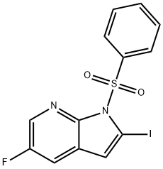 1-(Phenylsulphonyl)-5-fluoro-2-iodo-7-azaindole Struktur