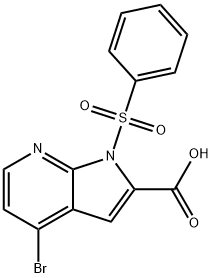 1-(Phenylsulphonyl)-4-broMo-7-azaindole-2-carboxylic acid 化学構造式