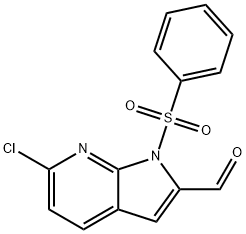 1-(Phenylsulphonyl)-6-chloro-7-azaindole-2-carbaldehyde 化学構造式